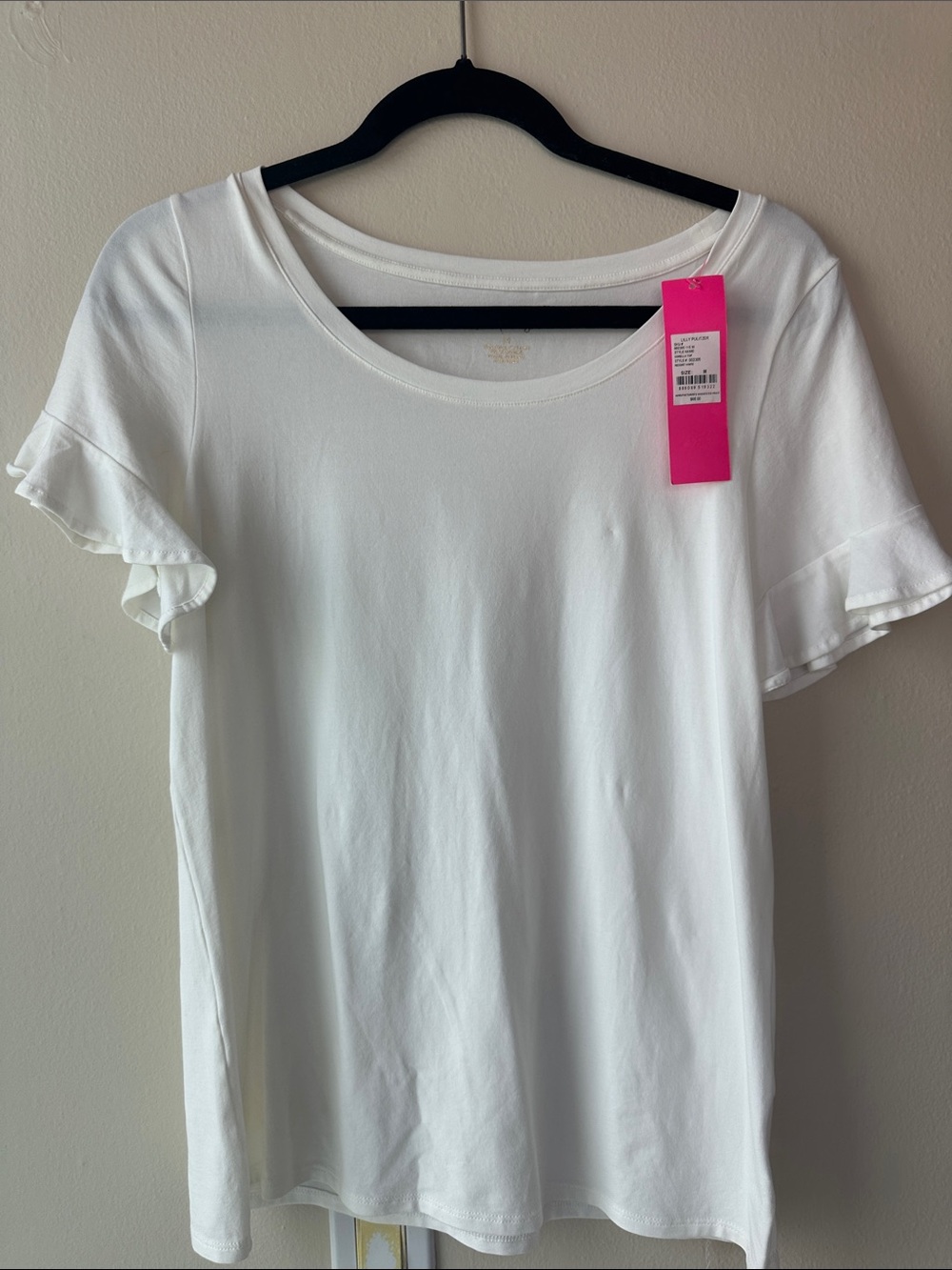Lilly Pulitzer White Ruffle Sleeve Short-Sleeve Tee
